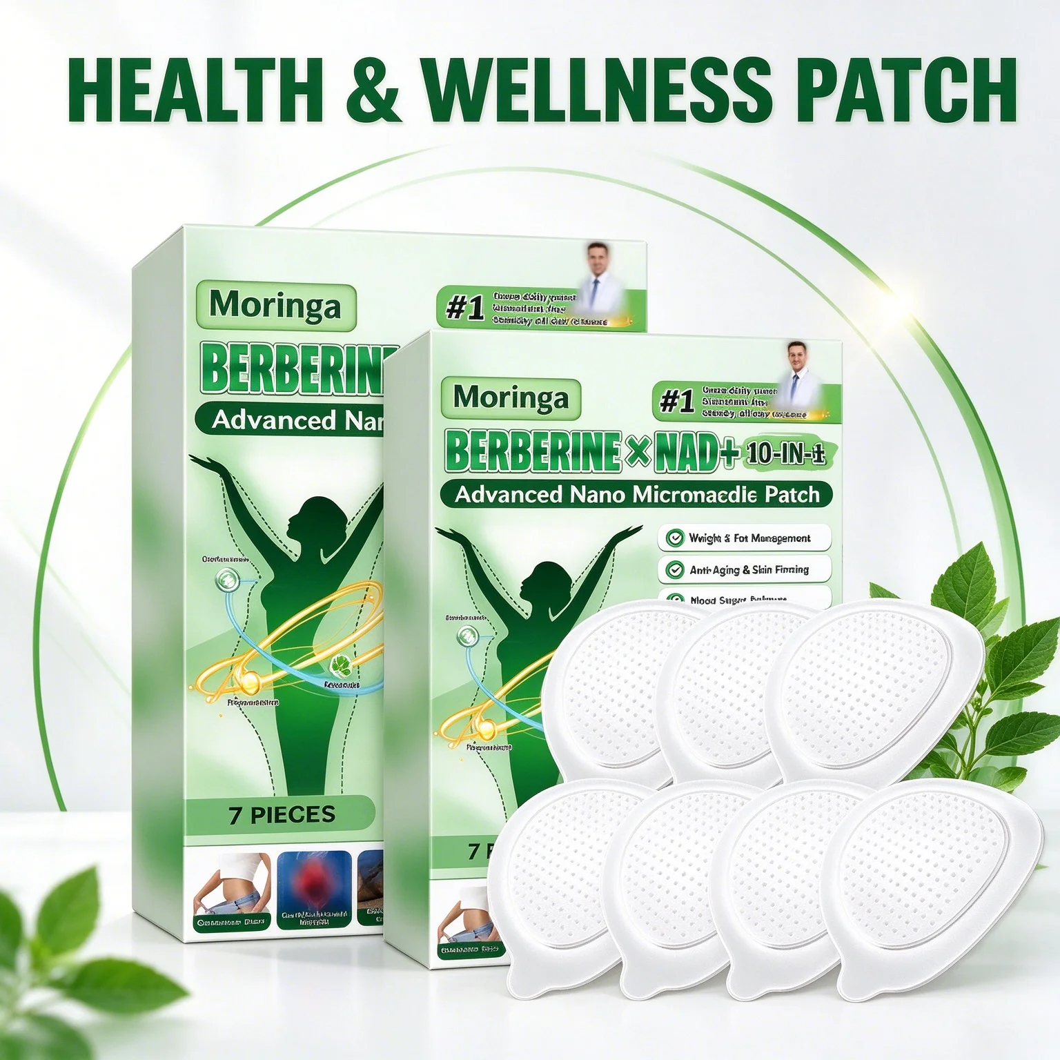 Berberine NAD+ 10-IN-1 Advanced Nano Microneedle Patch Activate Local Loop Daily Body Care Patch with Microdarts Technology
