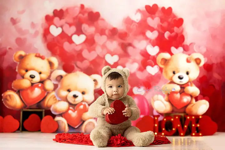 Red Roses Heart Photography Backdrop Valentines Day Kids Baby Cake Smash Photocall Decors Enchanted Red Rose Arch Backgrounds