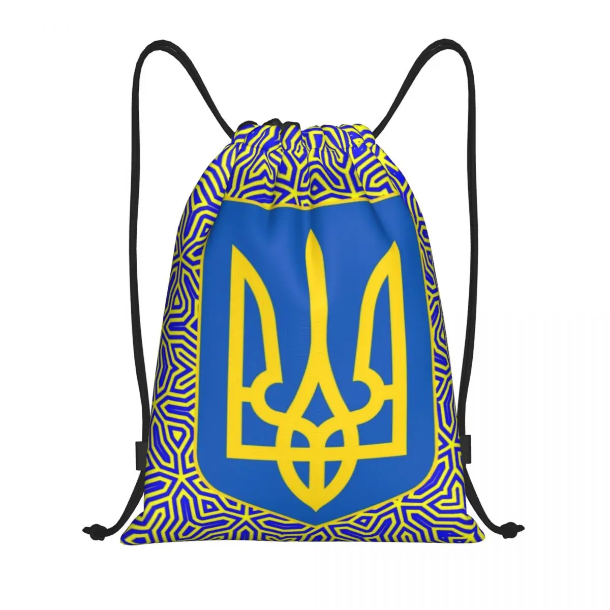 Custom Ukraine Flag Drawstring Bag Women Men Lightweight Ukrainian Coat Of Arms Sports Gym Storage Backpack