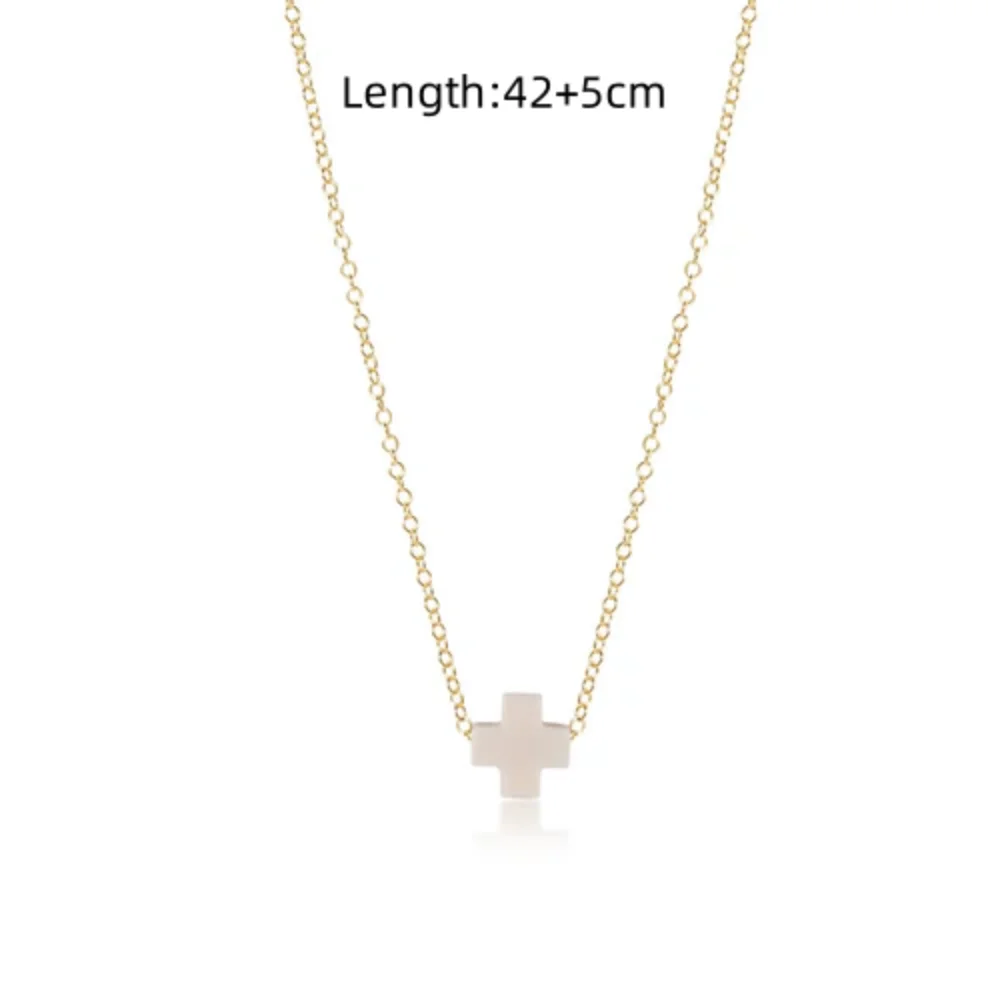 Vlen Cross Pendant Necklace for Women Simplicity Chain Choker Gold Color Stainless Steel Chain Necklaces Signature Cross Jewelry