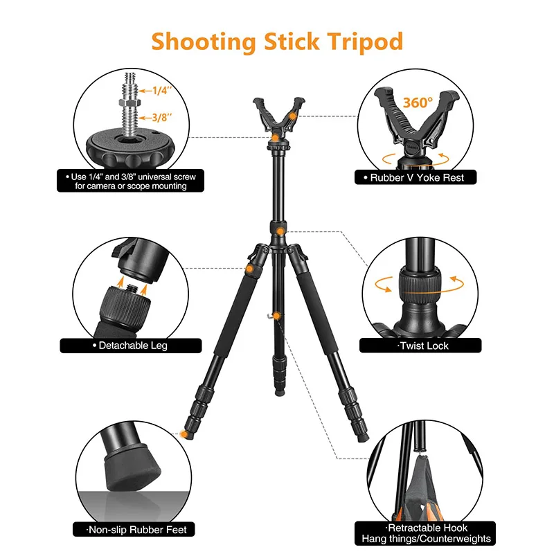 Rest Sticks Mount Adjustable Height Stable and Lightweight Rest for Shooting Outdoors