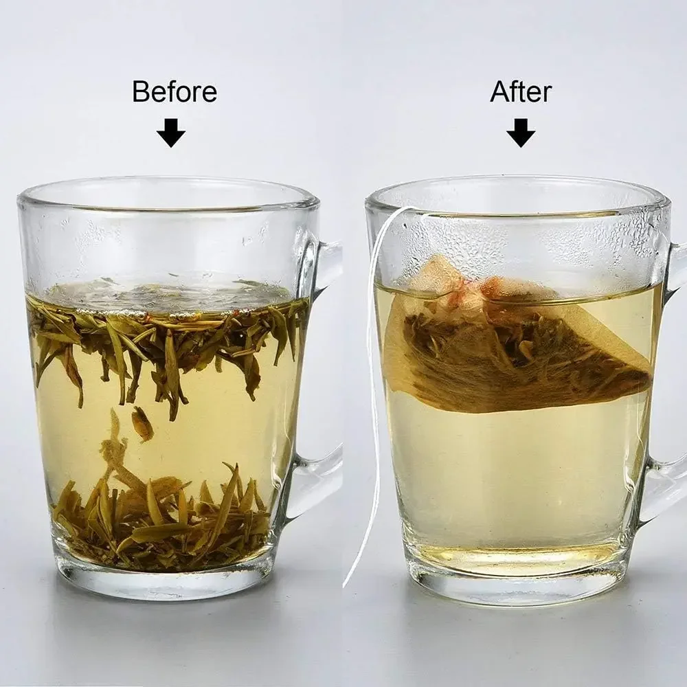 100/300pcs Disposable Tea Filter Bags Drawstring Spice Coffee Herb Loose Empty Teabag Eco-Friendly Biodegradable Paper Tea Bags