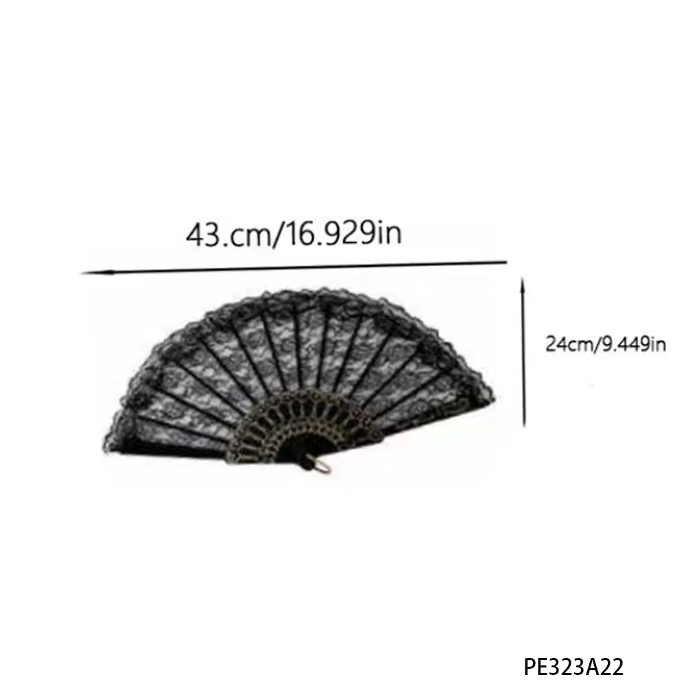 PESENAR 1920s Style Black Lace Fan for Flapper Costume and Vintage Gatsby Accessory