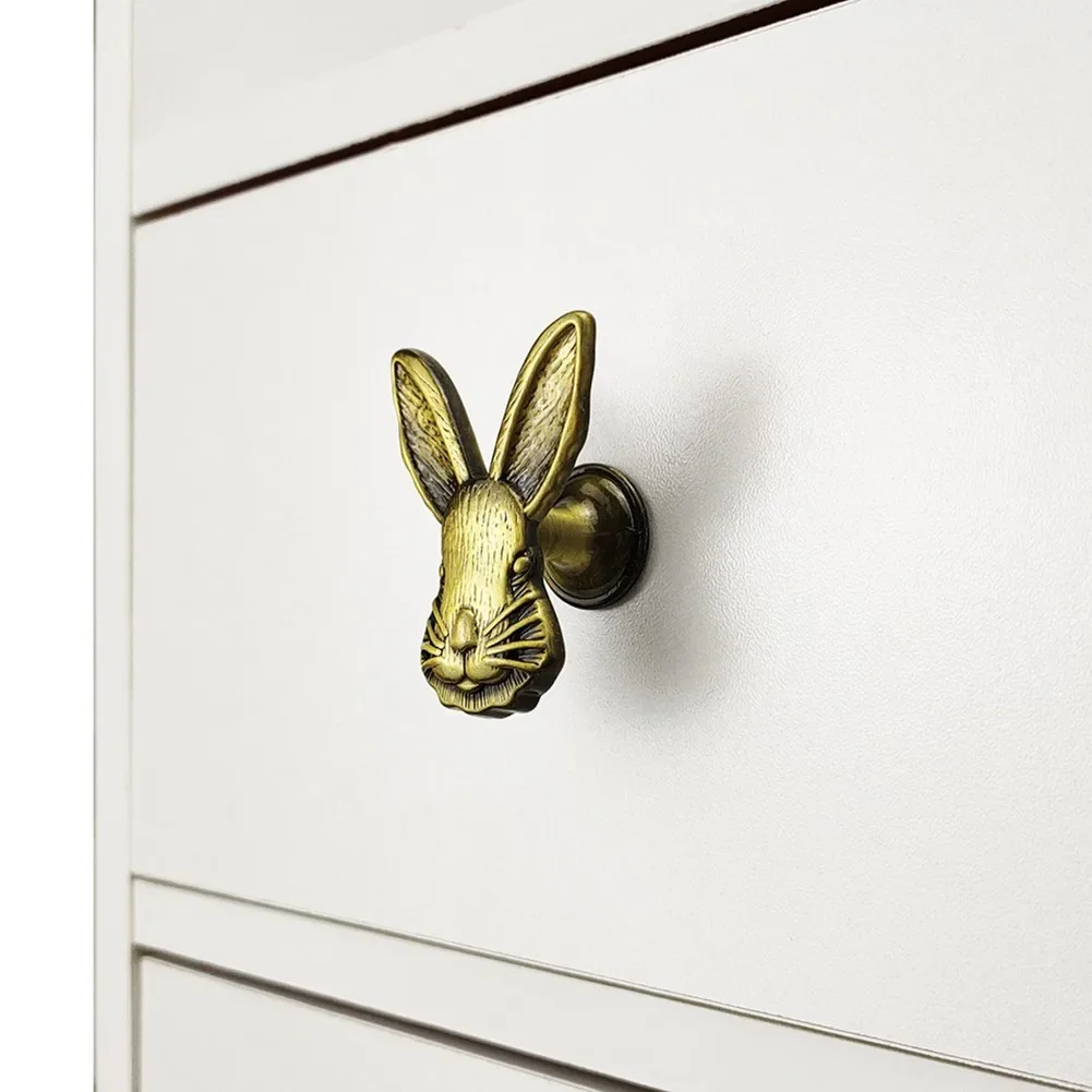 Rabbit Handle Handle 1pcs 4.9*3.5cm Zinc Alloy For Children's Room For Children's Room Rabbit Shape Door Knobs