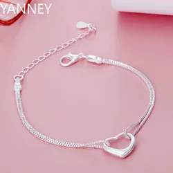 Hot fine 925 Sterling Silver romantic heart bracelets for women fashion designer party wedding Accessories Jewelry holiday gifts