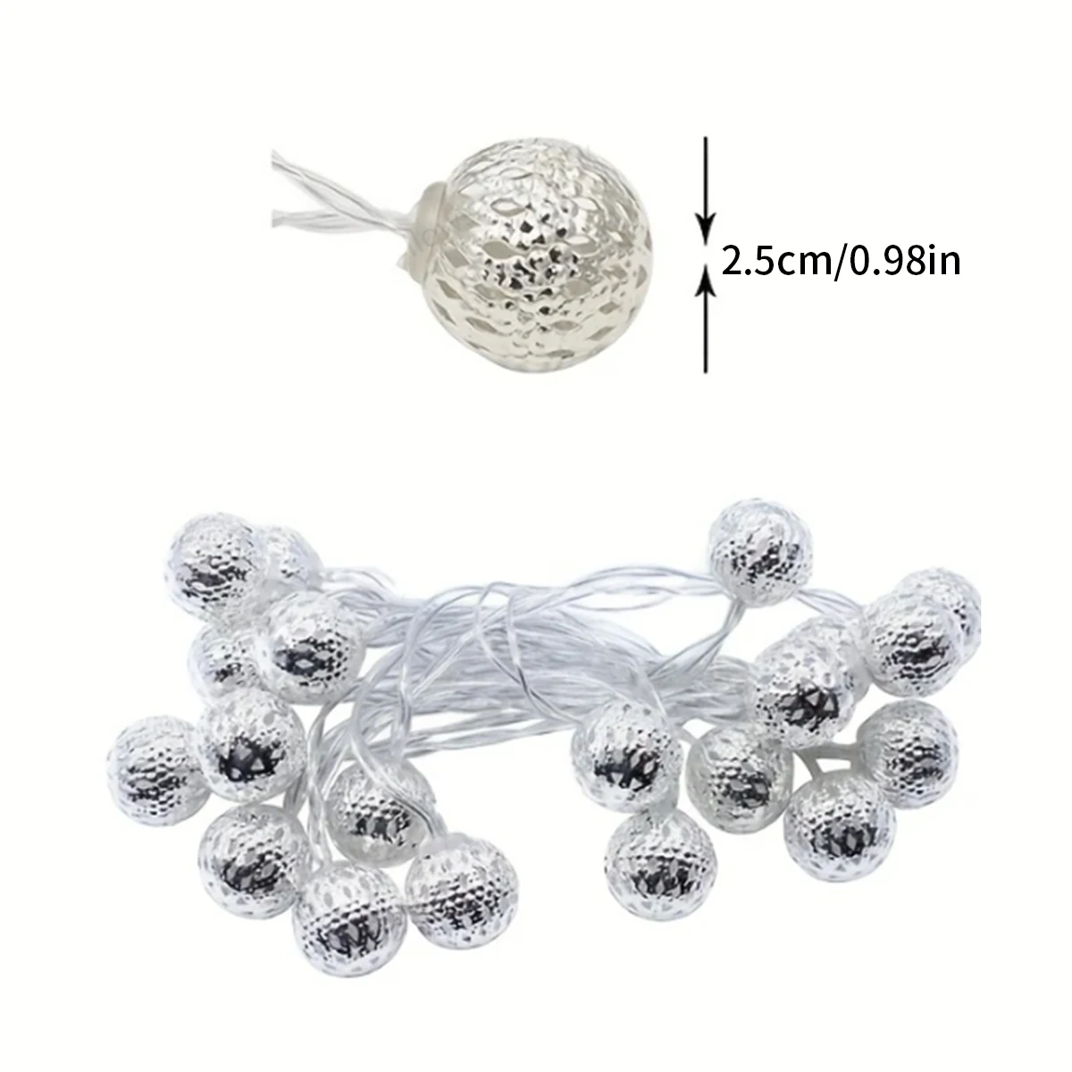 1Pcs Moroccan Ball String Lights, Led Decorative Lights, Round Ball Romantic Room Decoration, Indoor/Outdoor Christmas Decoration, Suitable for Easter, Halloween, Perfect Birthday and Christmas Gifts, Holiday Decorative Atmosphere Light String