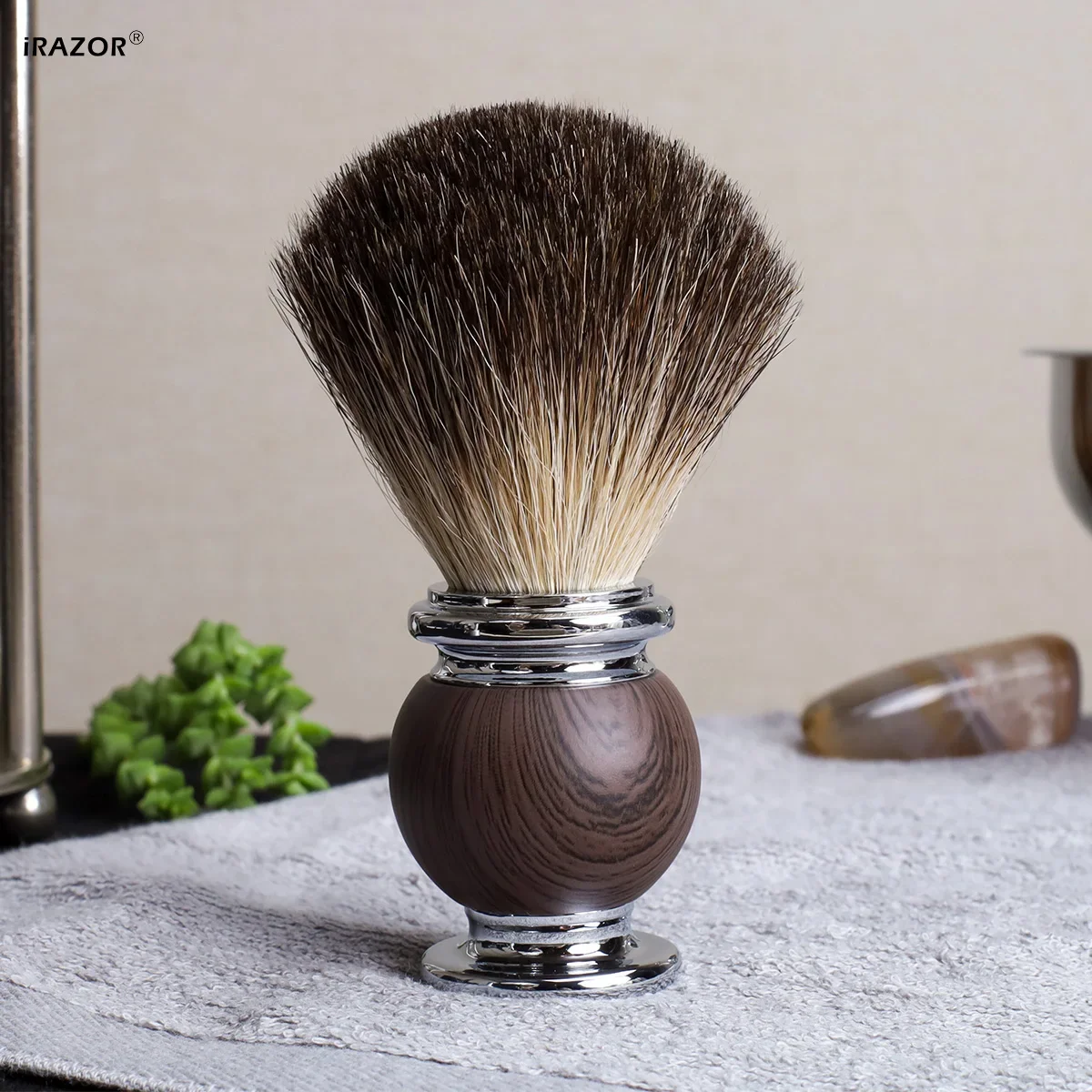 Men's Pure Badger Hair Shaving Brush with Rosewood Grain Handle Classic Safety Razor Barber Accessory