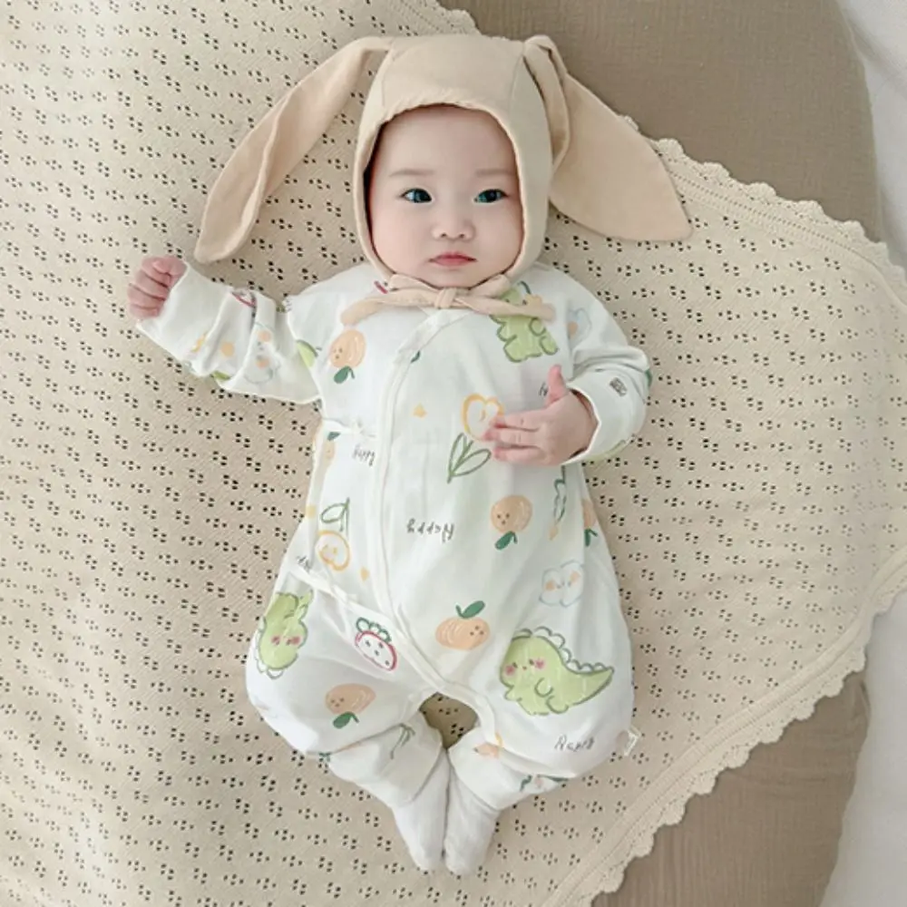 

0-6 Months Soft Baby Jumpsuit Cartoon Pattern Button Design Infant Romper Cotton Cute Printed Newborn Onesie Baby Boy Girl