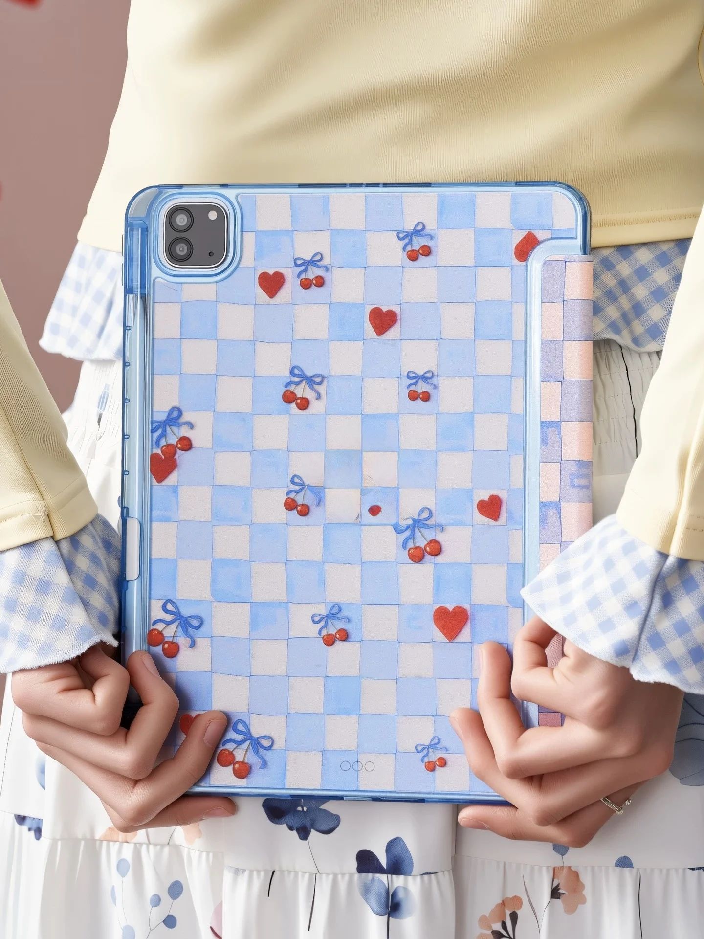 

Синий чехол в клетку, плоский, подходит для iPad, с отсеком для стилуса Y+, трехсекционный дизайн, изготовлен из акрилового материала.