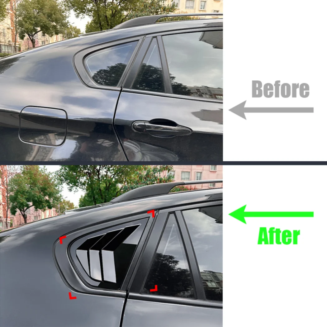 For BMW X6 E71 E72 2008 2009 2010 2011 2012 2013 2014 Rear Window Shutter Side Vent Louvers Cover Sticker Car Styling
