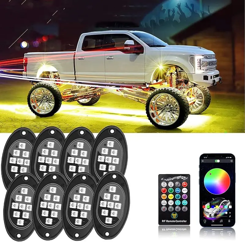 

Светодиодные рок-фонари RGB 4/6/8 в 1, освещение шасси автомобиля для Jeep, внедорожного грузовика, лодки, синхронизации музыки, Bluetooth, управление через приложение Undergolw