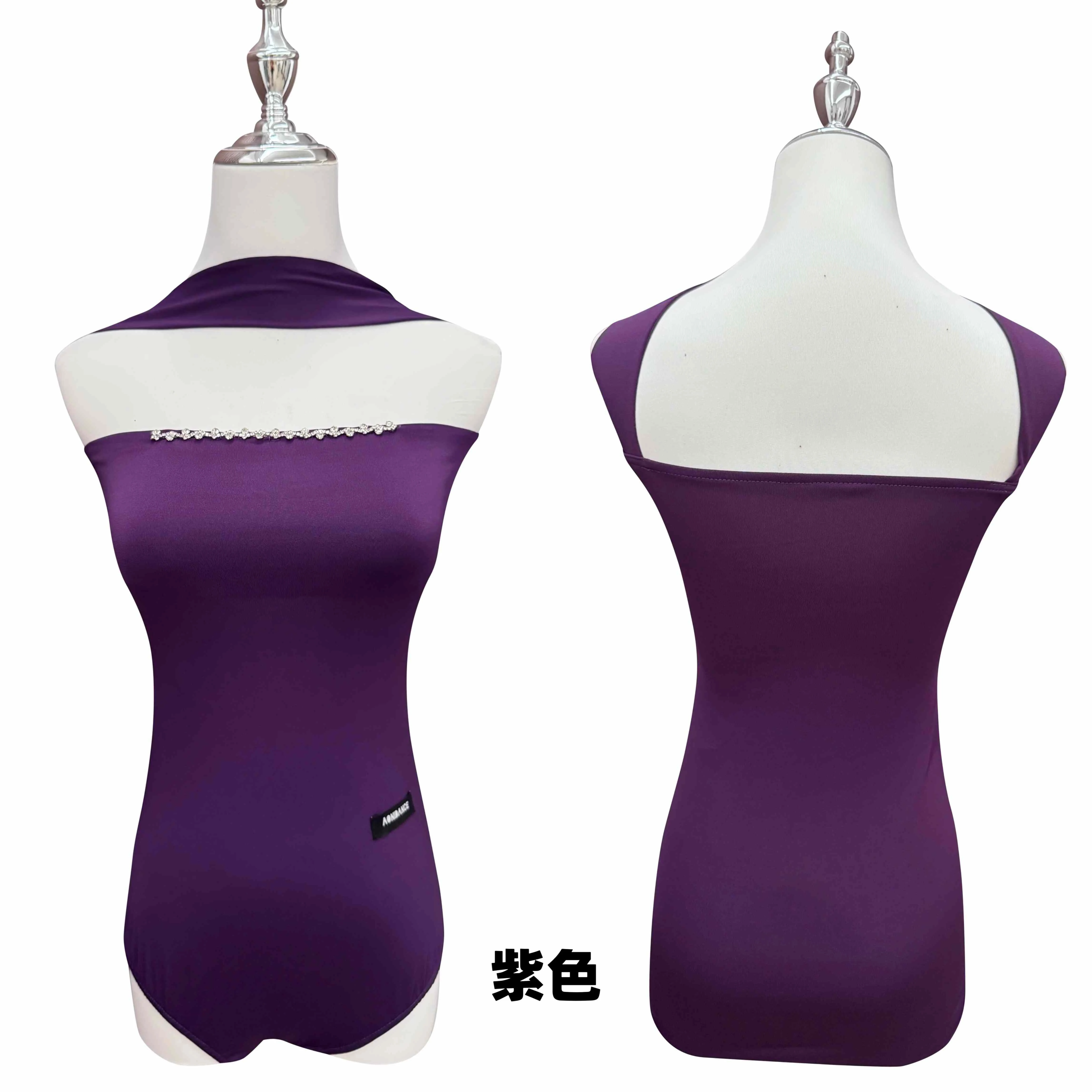 

2026 Strapless Hanging Neck One Shoulder Jumpsuit With Tassel Skirt Suit Latin Dance Practice Clothes For Women Latin Dance Wear