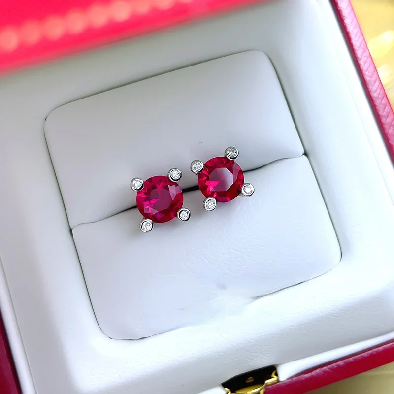 

Нежные серьги из стерлингового серебра 1 карат, искусственный голубь, кровь, рубин, маленькие уши, простые и универсальные ювелирные изделия