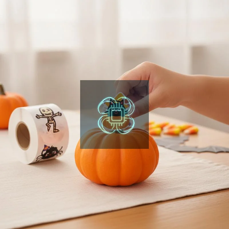 Halloween Waterproof Sticker Rolls 500Pcs Pumpkin Ghost Prints for Party Table Decor DIY Art Crafts Kid Birthday Party Favors