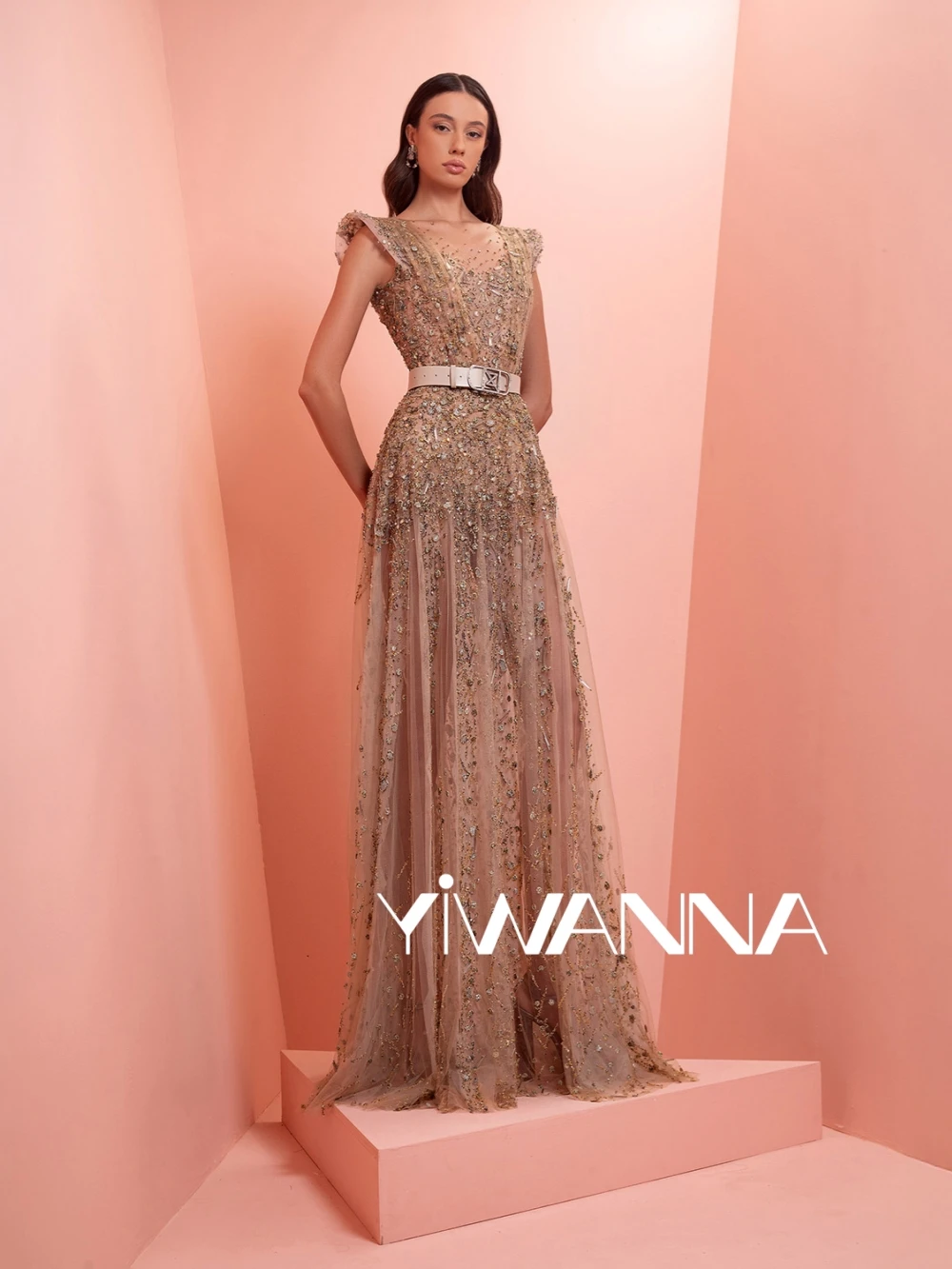 

Opulent Sparkling Beads Crystal Long Evening Dress Illusion Sleeveless Wedding Party Gown New Customized A-line Prom Dresses