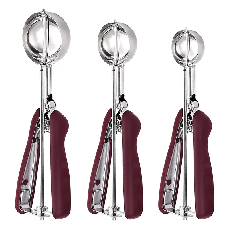 

A96Q-Cookie Scoop for Baking Set of 3, Ice Cream Scoop Stainless Steel, Cookie Dough Scoop, Cupcake Scoop, Meatball Scoop