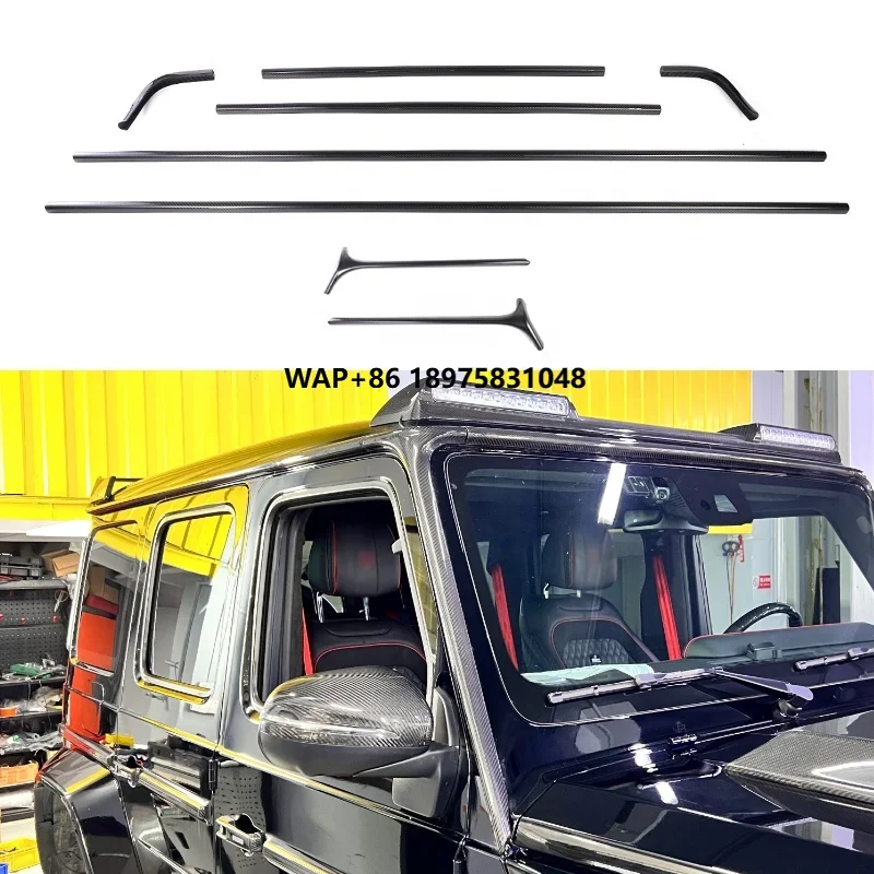 2019-2022y W464 G-class Roof Strip Trim A-Pillar Addon Dry Carbon Fiber Material Car Accessories for Auto Parts