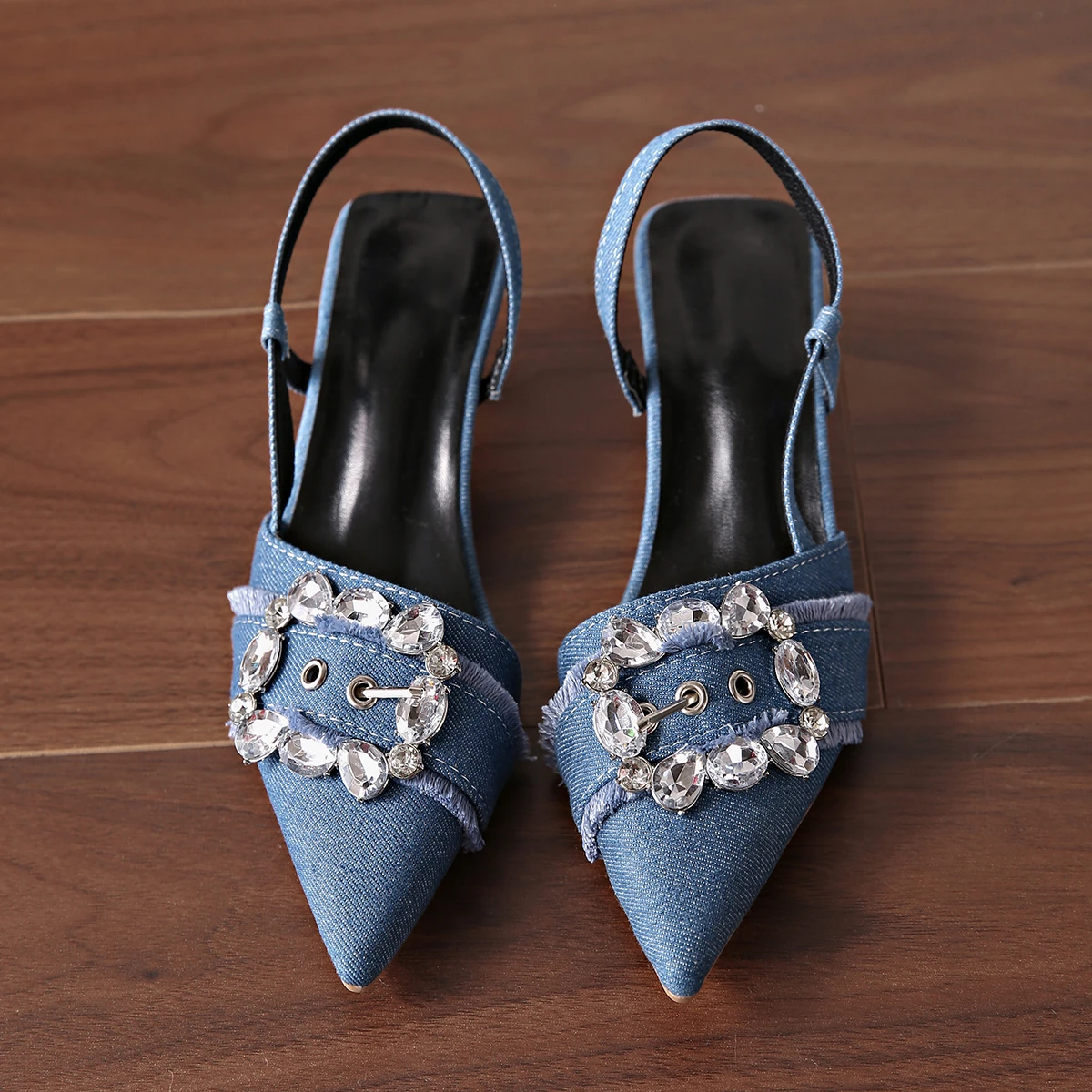 

2025 New Square Head Back Strap Stiletto High Heels Women's Open Toe Shallow Mouth Fashion Single High Heels Women's Shoes