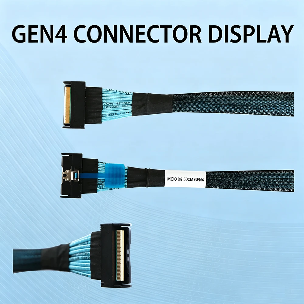 MCIO X8 PCIe 5.0 / PCIe 4.0 Server High Speed Cable Gen4 / Gen5 74Pin Male To Male Data Multi-Layer Full Shielded Plug Play