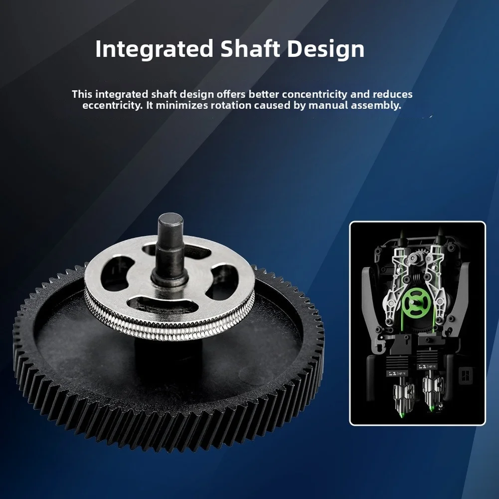 Wear-Resistant Hardened Steel Gear for BAMBU H2D Extruder with Integrated Bearing and Knurled for Uniform Extrusion