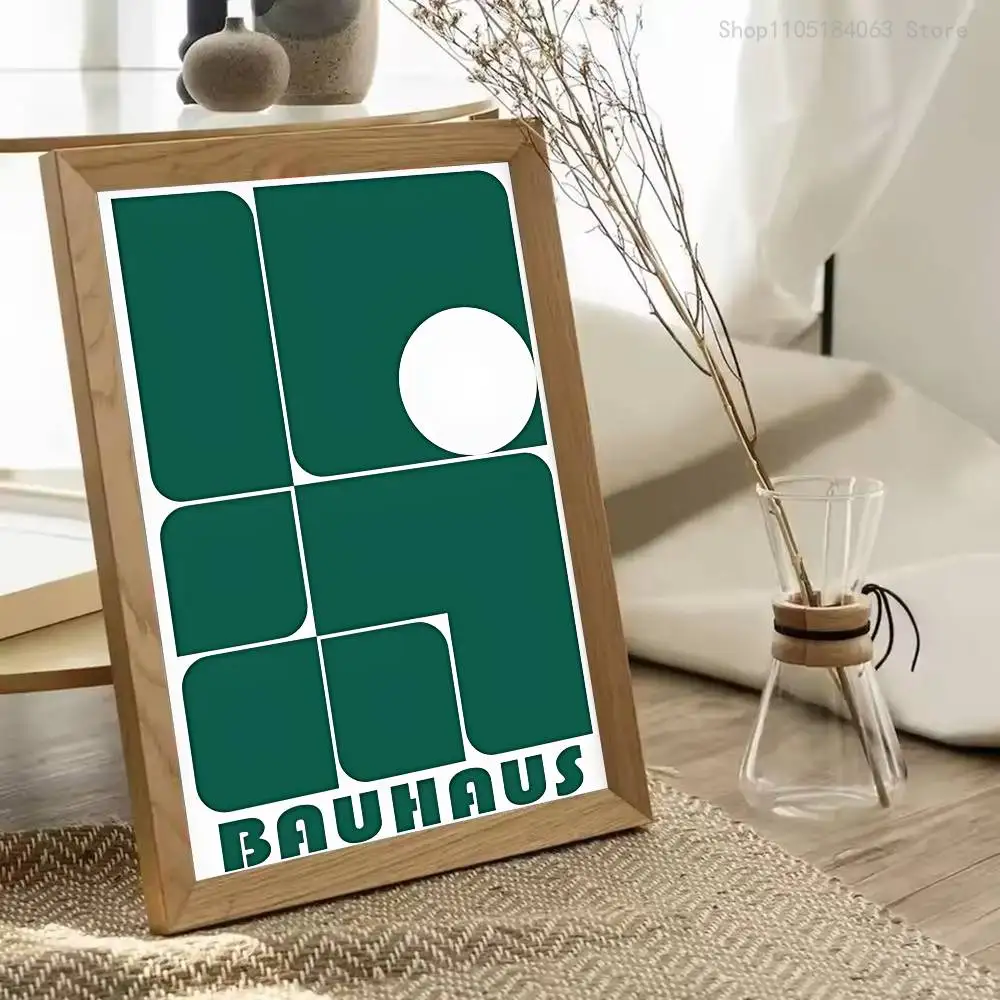 Green Abstract Geometry Bauhaus Poster Prints Wall Art Picture Painting Gift Living Room Restaurant Bar Large Dec Sticker