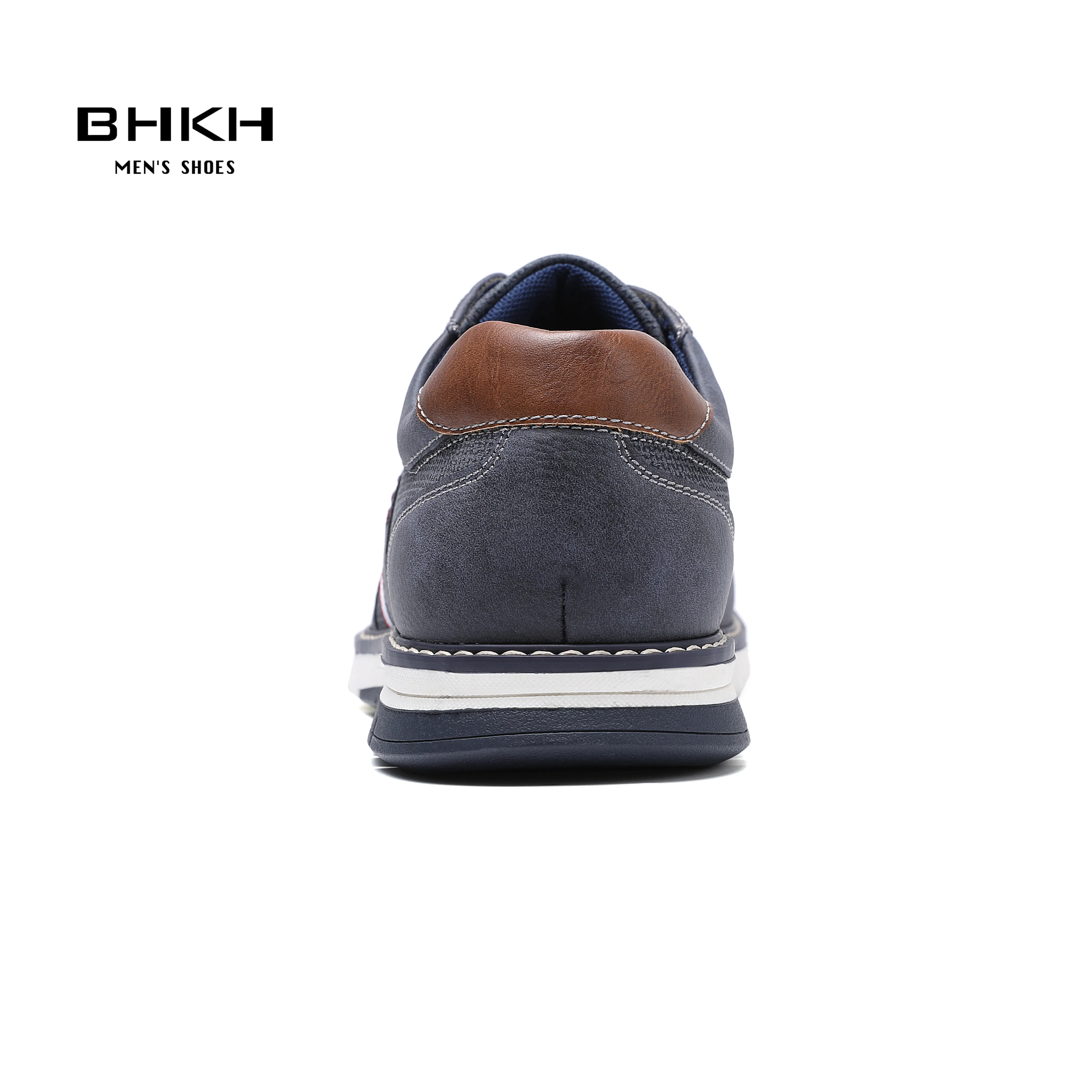 BHKH 2024 Spring / Autumn Men Casual Shoes PU Leather Fashion Sneakers Comfy Walking Lace-up Footwear Men Shoes