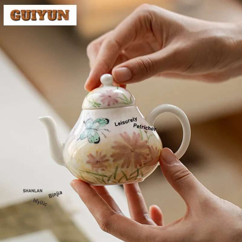150 мл ручная роспись синие цветы чайник антикварный чайник заварник горшок чайник для замачивания с фильтром предмети чая аксессуары украшения