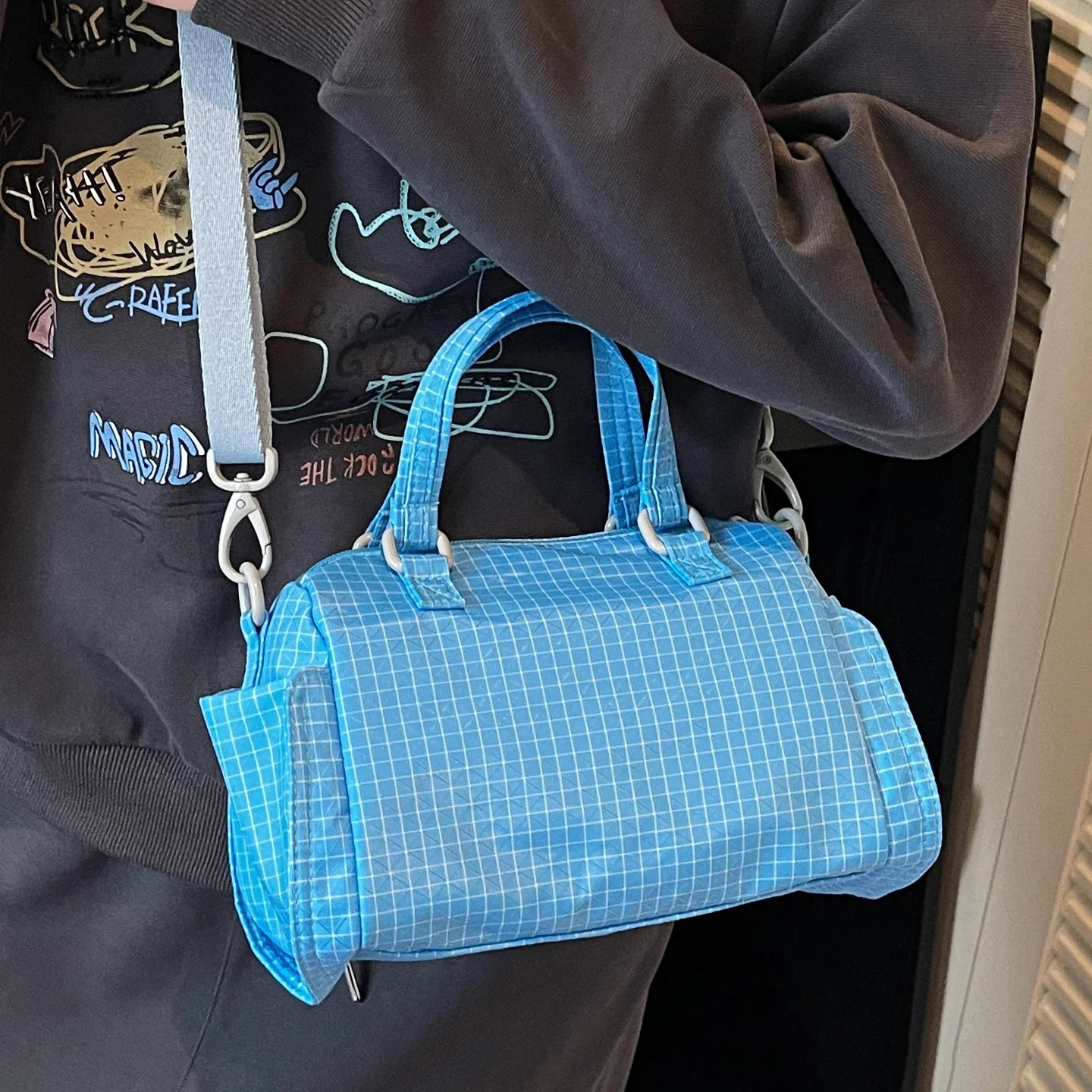 

Vintage Plaid Print Women Handbag Solid Color Soft Casual Crossbody Bags Large Capacity Female Male Travel Shoulder Packs