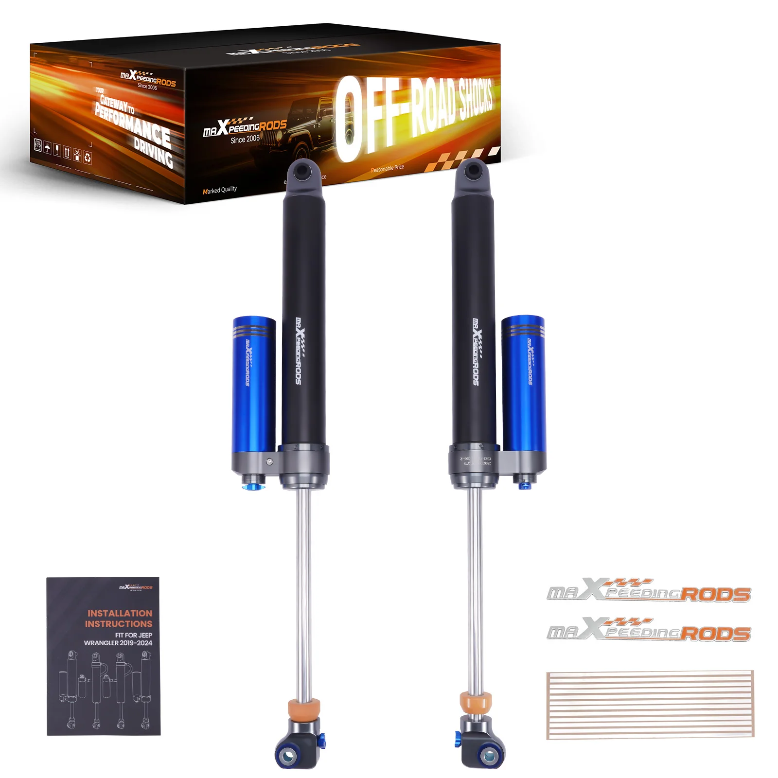 

MaXpeedingrods Off-Road Shock X3 Series Remote-Reservoir REAR Shocks For Ford F250 F350 Super Duty 2017-2025 4WD