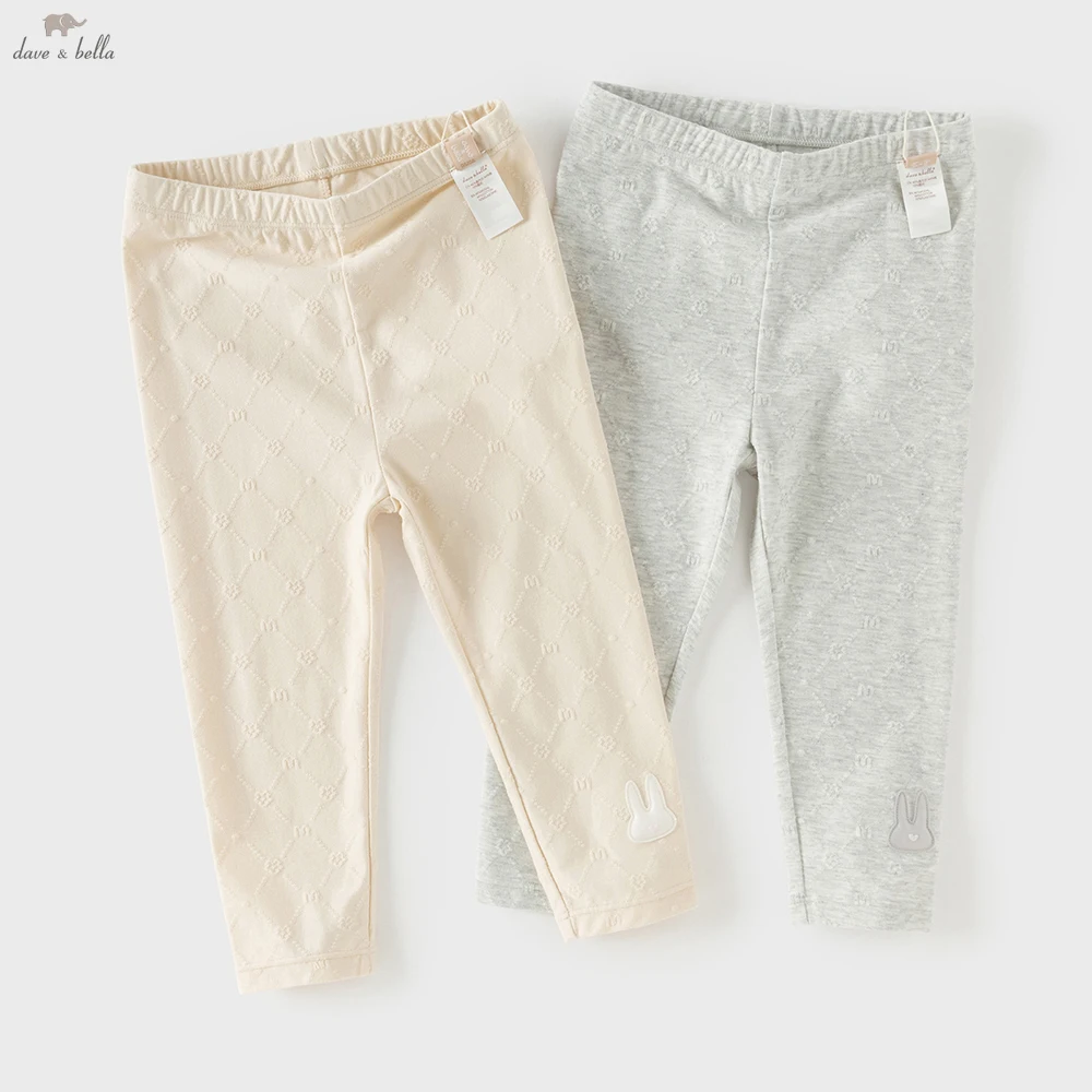 Dave Bella Children's Spring Light Leggings Pants Girls Autumn Elastic Trouses Kids Cute 1-7 Years Leggings Outdoor DB1261020