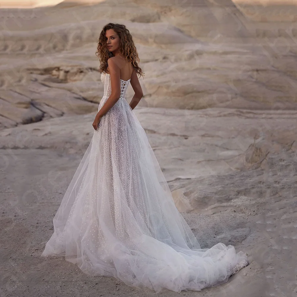 Unique Latest Sleeveless Wedding Dresses 2024 Bridal Gowns Sweetheart Wedding Gown Sequined Robe de mariée Lace Up Back