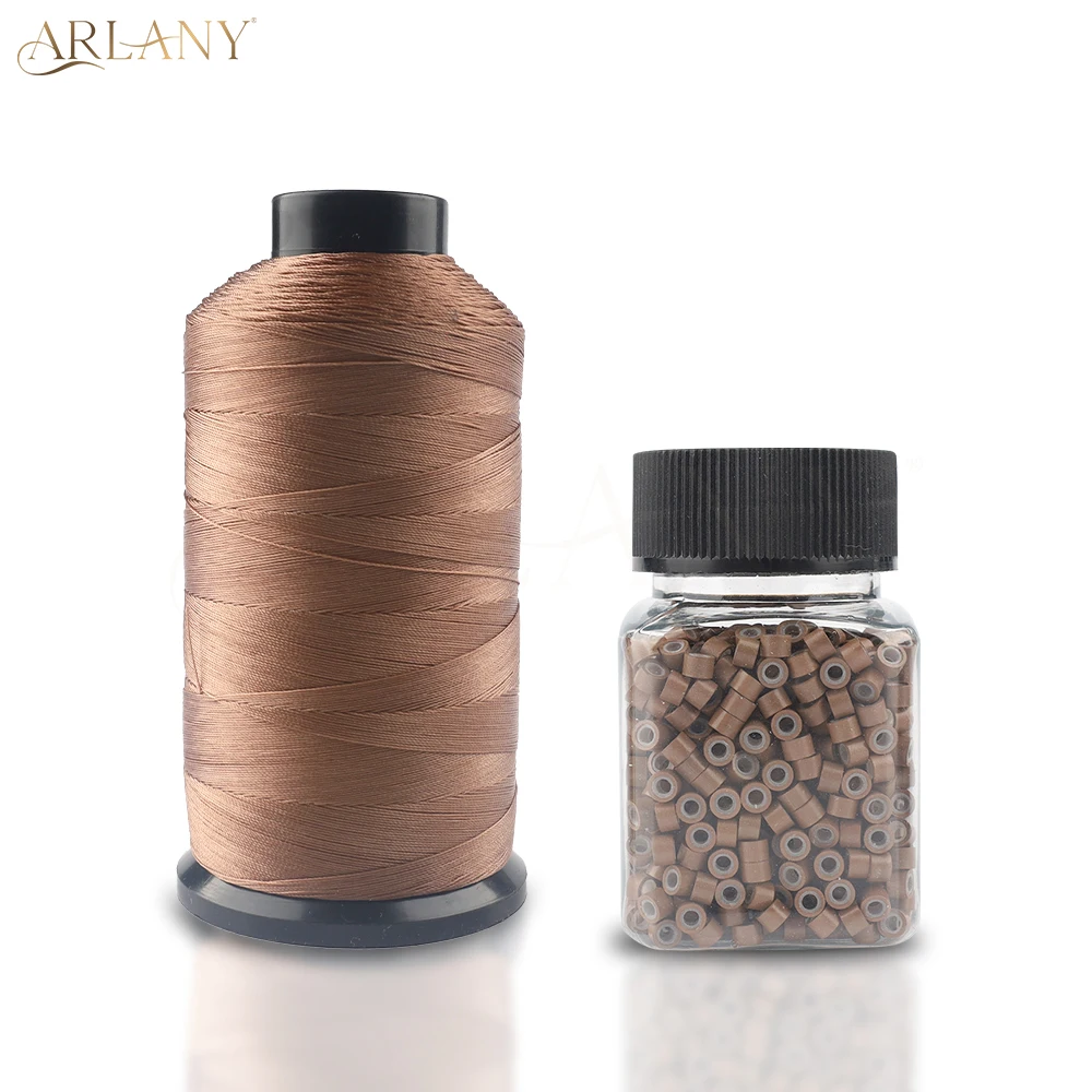 ARLANY 1000 Stuks Micro Ringen Links Kralen Inslag Extension Kit Met Nylon Gebonden Naaigaren Voor Naai-In Inslag haarverlenging