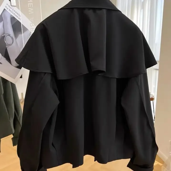 Korean Fashion Cloak Casual Capes Jacket Women\'s 2024 Autumn Winter Jacket Top Fall Outfits Y2k Streetwear New in Outerwear Goth
