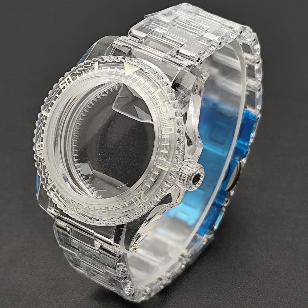 NH35 GMT 40,5mm Uhrengehäuse Herren Transparentes Gehäuse Passend für NH34 NH35 NH38 Uhrwerk Uhrenbox 20mm Uhrenarmband Uhrenzubehör – Detail 2