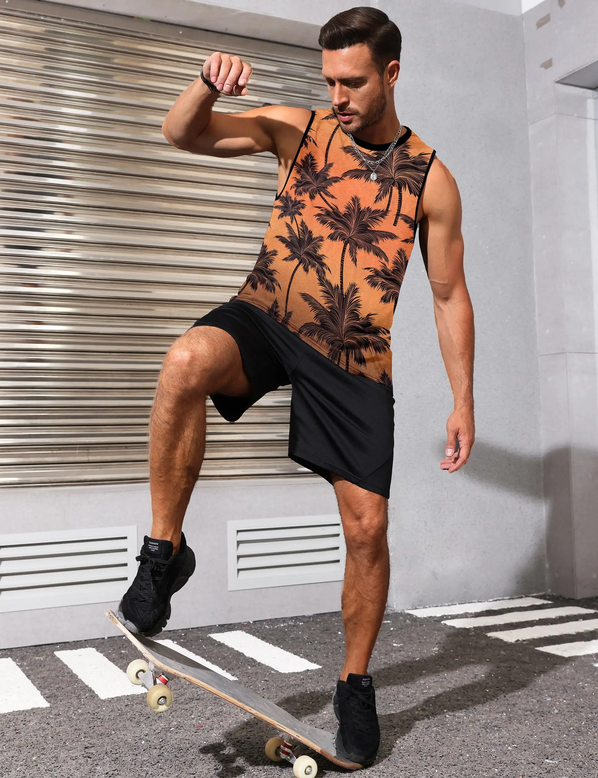 Fashion Hawaiian Men's Crew Neck Tank Top Summer Everyday Casual Men's Sleeveless T-shirt Outdoor Beach Men's Tank Top 3D Print