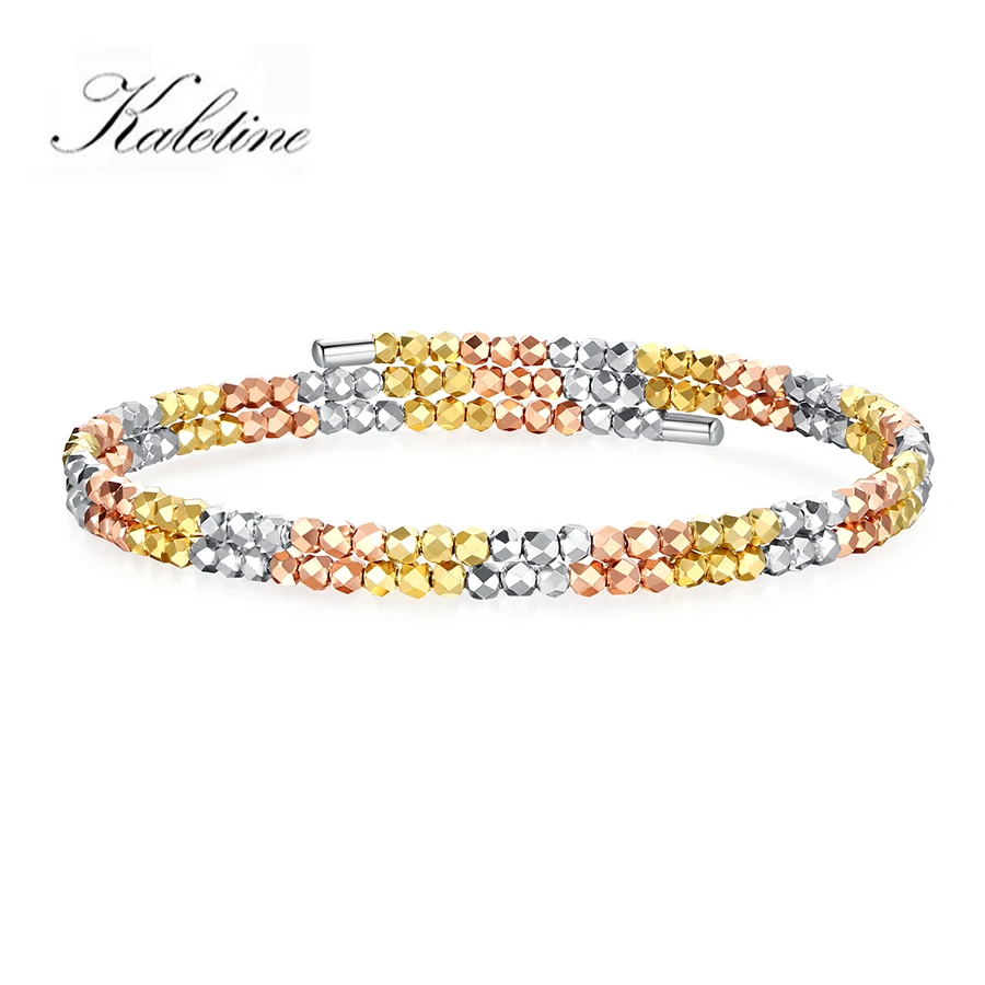 KALETINE Colorful Beads Chain Sexy 925 Sterling Silver Colorfu Adjust Bracelet Jewelry Strand Waistband for Women