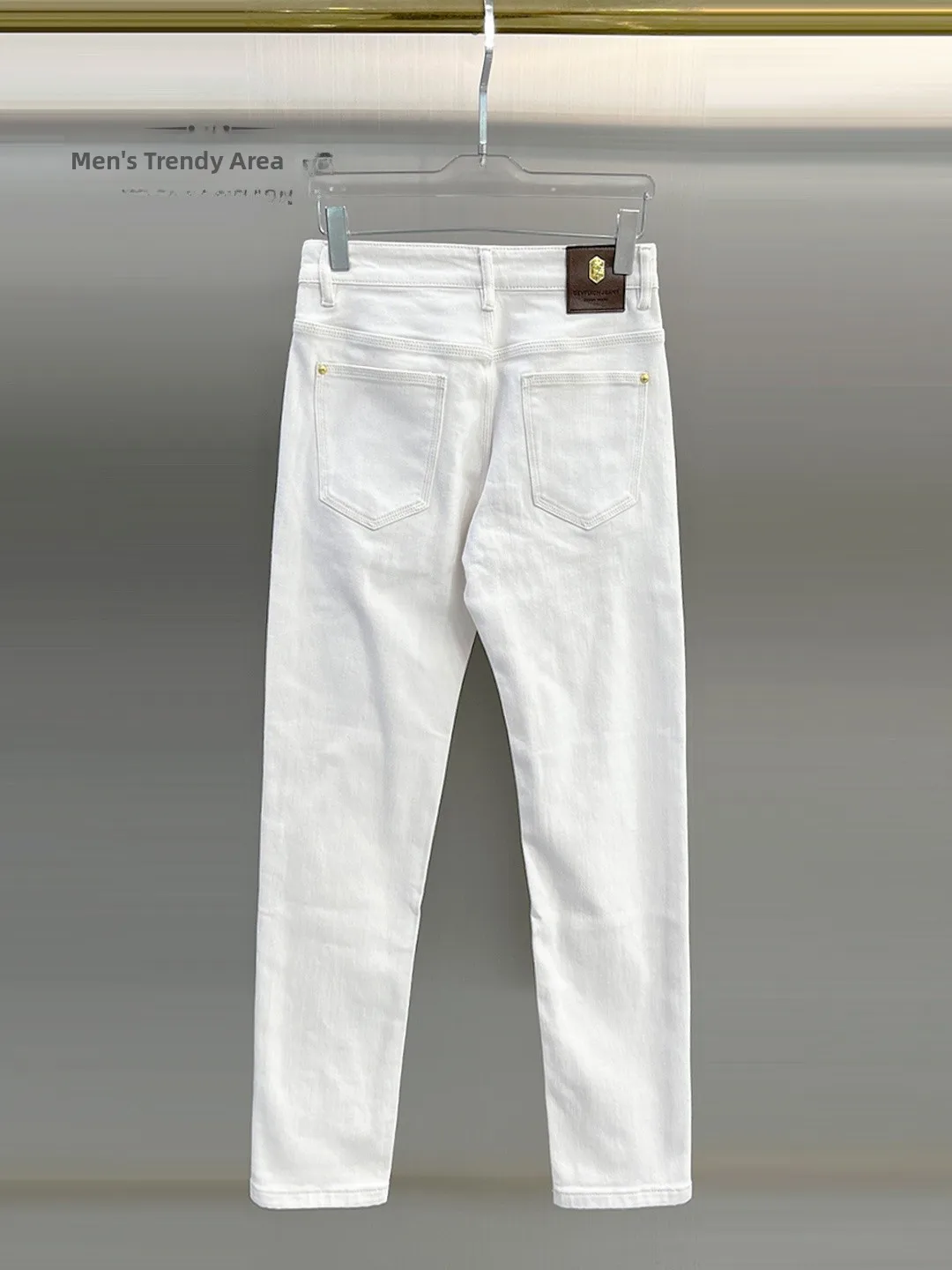 

Men's Pure Color Fce Lined Slim Fit Jeans Busin Casual Warm Winter Thiened Cuff Pants Youth Trendy Straight Leg Jeans