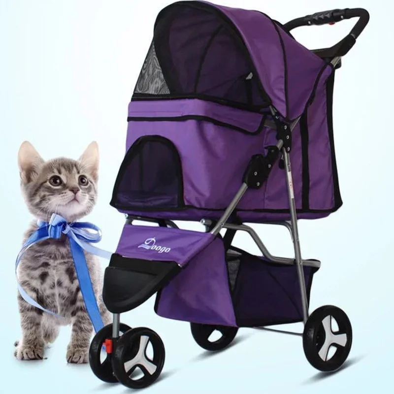 

Pet Stroller Lightweight Foldable Dog Transporter Outdoor Breathable Four Wheel Shock Absorption Dog Cat Carrier for Small Dogs