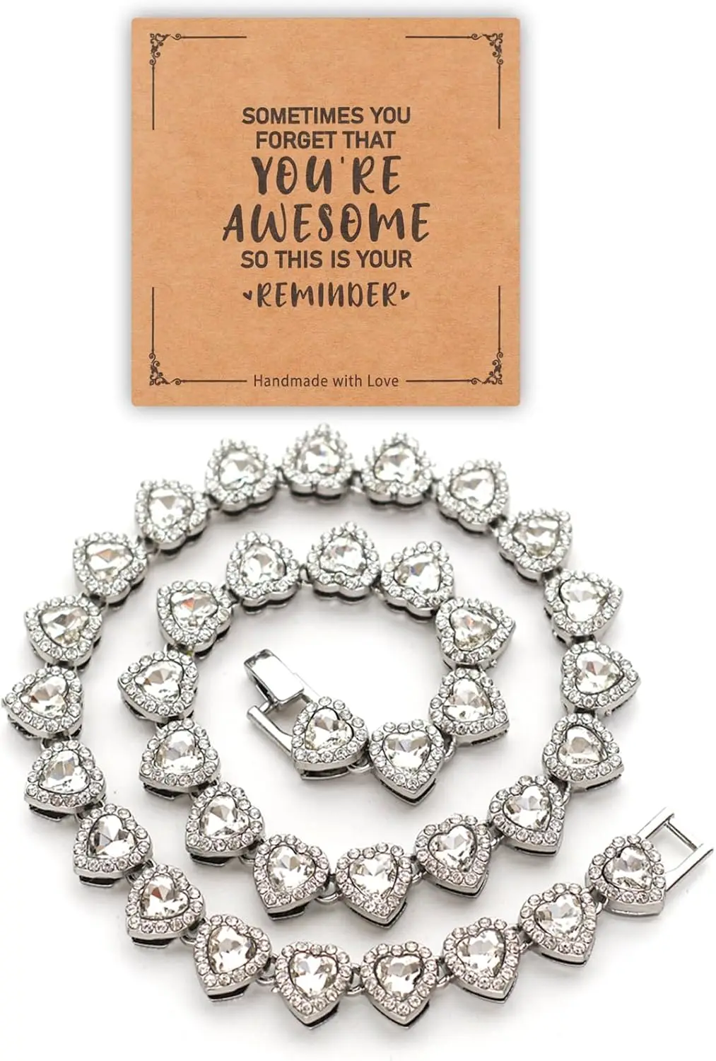 

Ожерелье Fasone с сердечками из страз, украшенное стразами, серебряное теннисное ожерелье для женщин, теннисные ожерелья для женщин, ожерелье с сердечками