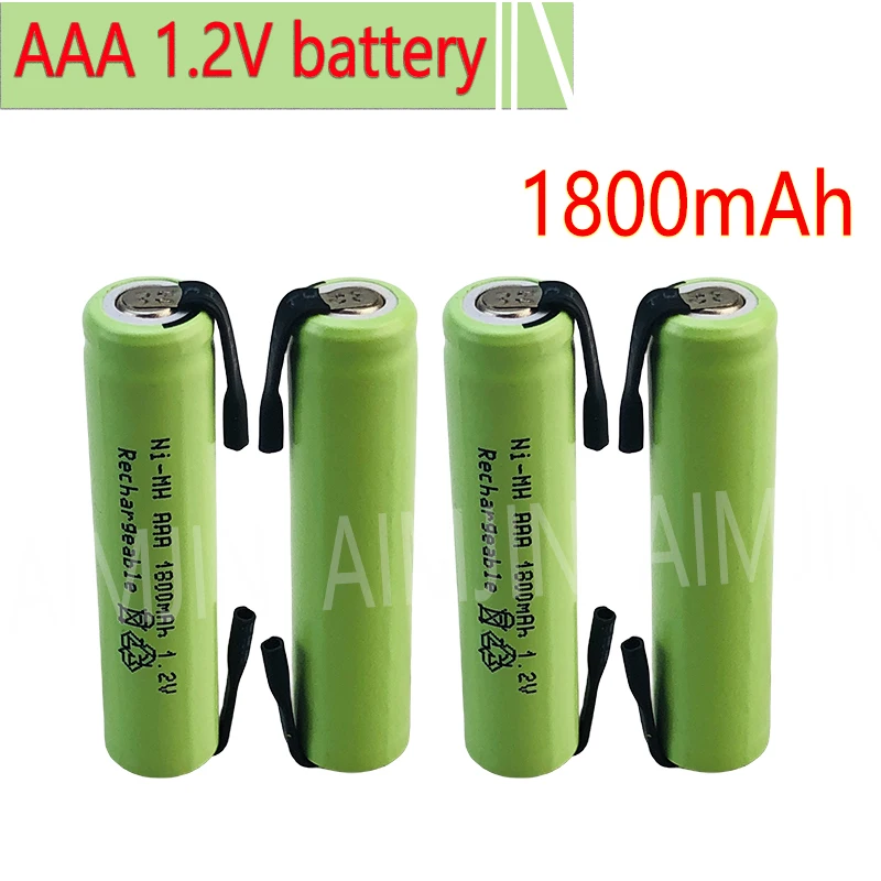 1.2V 1800mah Ni-Mh AAA Rechargeable Battery Cell, with Solder Tabs for Philips Braun Electric Shaver, Razor, Toothbrush