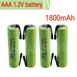 1.2V 1800mah Ni-Mh AAA Rechargeable Battery Cell, with Solder Tabs for Philips Braun Electric Shaver, Razor, Toothbrush