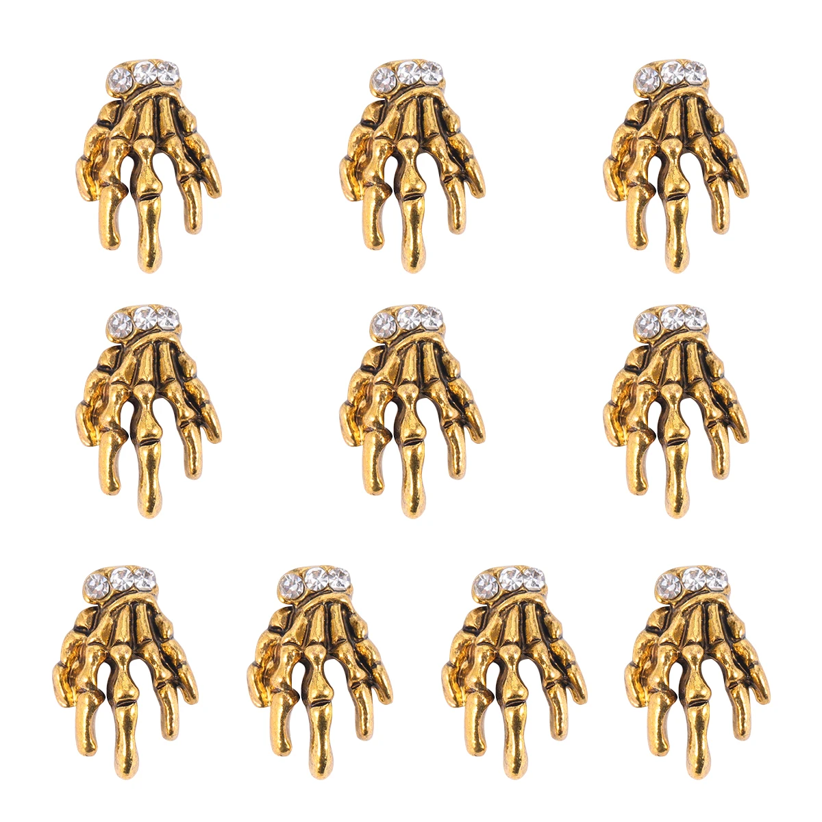 

10pcs Hand Skull Nail Drill Copper DIY Decals Alloy Manicure Decorations Travel Stickers Fingernail Accessories