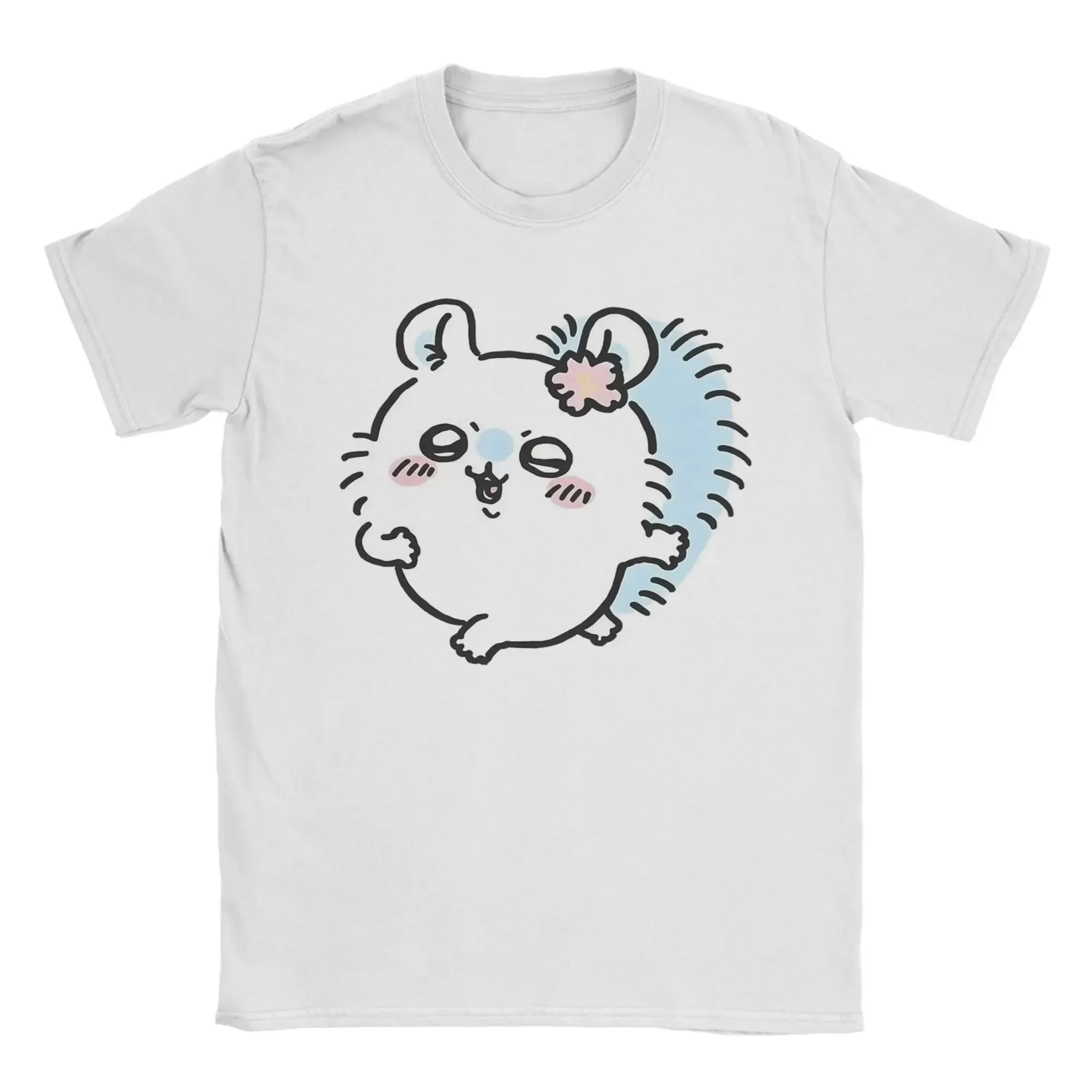 Chiikawa Momonga Flower Cute Bear Graphic Tee Unisex Vintage Round Collar Short Sleeve Kawaii Anime Streetwear Tops