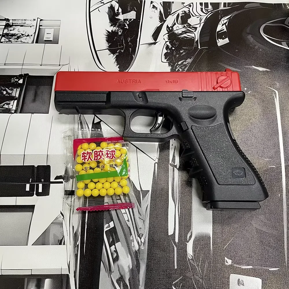 Zachte Kogel Airsoft Pistool Handleiding G17 Speelgoedpistool Lager Magazijn met Laser Buitensport CS Spel Wapen voor Kinderen Volwassenen Cadeau