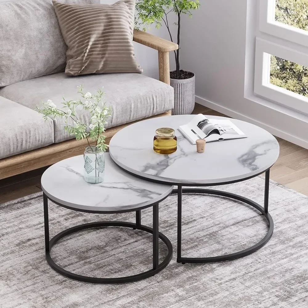 White Nesting Coffee Table Set of 2, 31.5