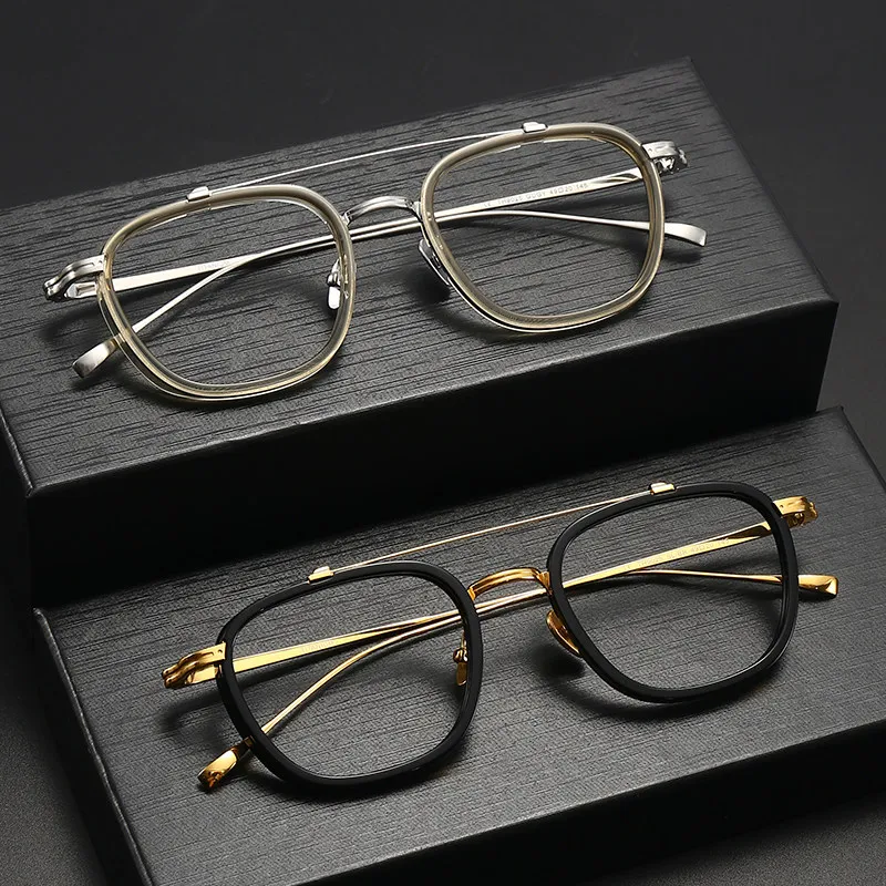 Retro Titanium Luxury Double Bridge Eyewear Optica Eyeglasses Myopia Hyperopia Prescription Reading Eyewear Men's and women's