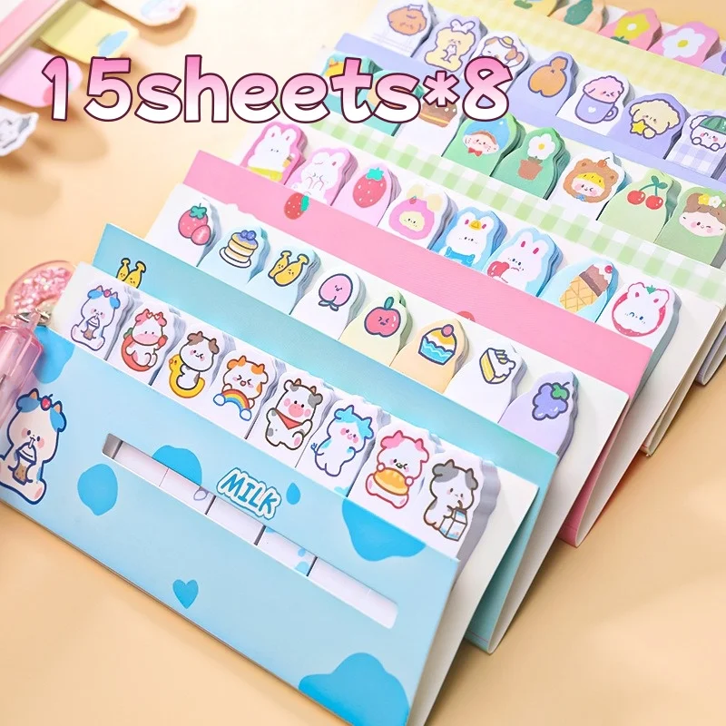 

120/960 листов, индексные наклейки с мультяшными животными, креативные милые канцелярские принадлежности для студентов, липкие заметки