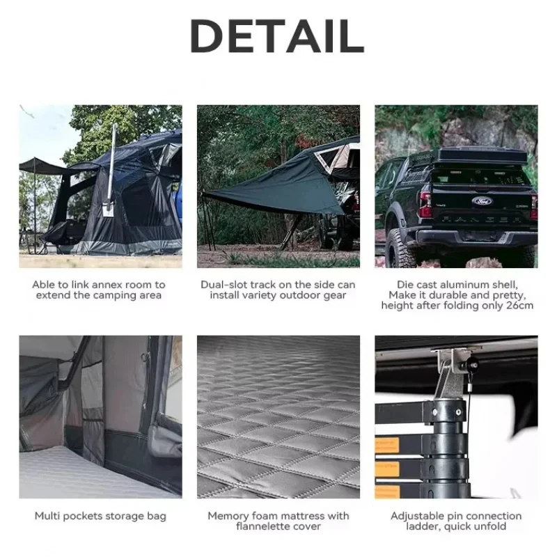 Easy Setup-Up SUV Vehicle S Hard Waterproof Family Glamping Car Rooftop Camping Outdoor Roof Top Tents 3