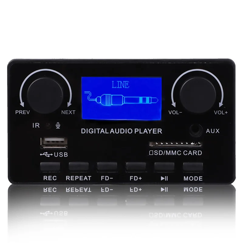 A62T-Bluetooth 5.0 MP3 Decoder Board Support Handsfree Recording FM DC 12V MP3 WMA WAV APE FLAC Audio Amplifier Board