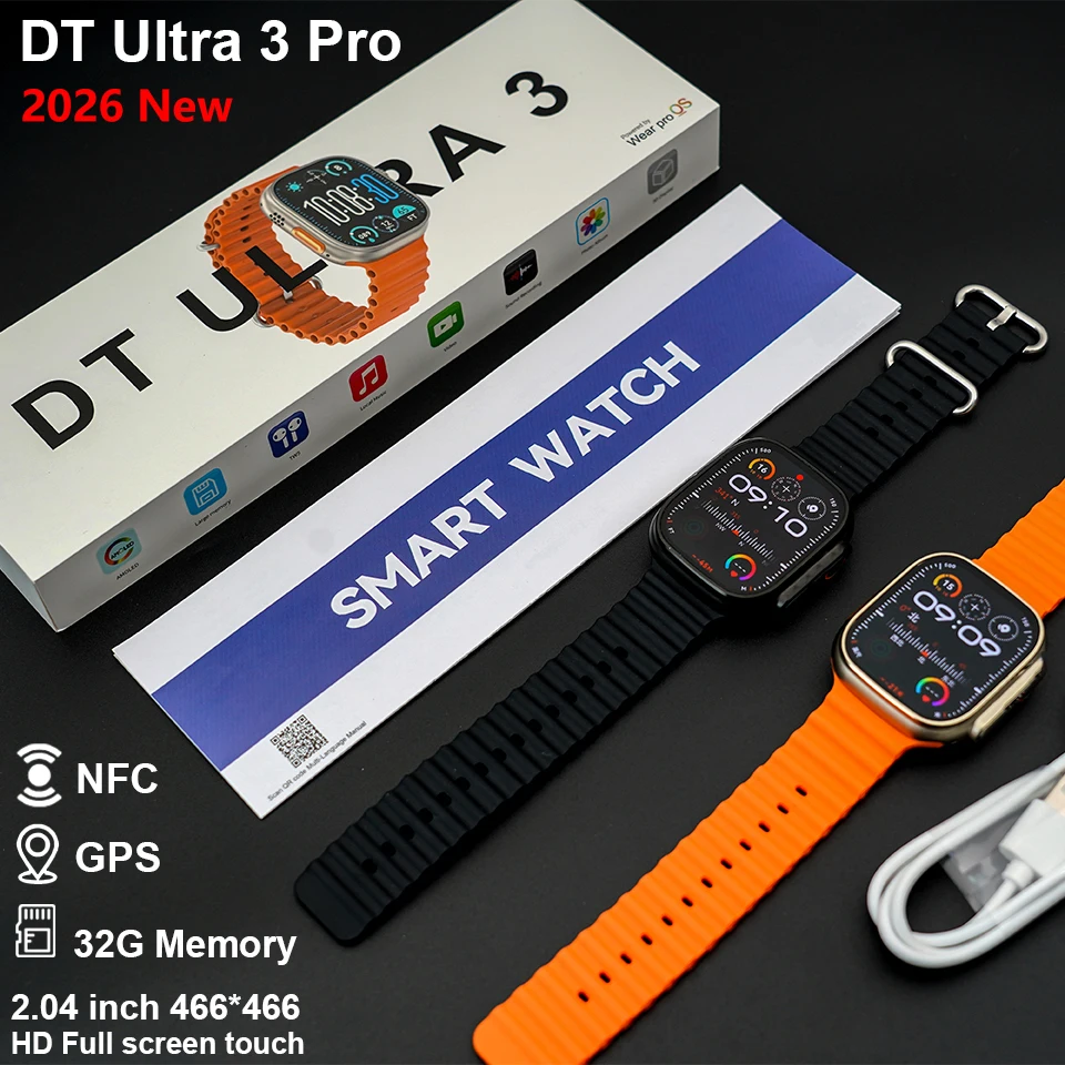 

Смарт-часы 4GB Memor Original Watch DT Ultra 3 Pro для мужчин и женщин с Google Maps, NFC, GPS-трекером, HD-звонками по Bluetooth, водонепроницаемостью IP68